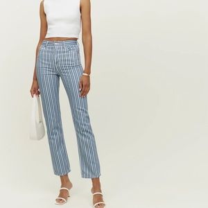 Reformation Cynthia Striped High Rise Straight Jeans